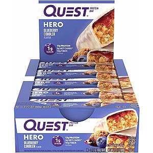Quest Nutrition Blueberry Cobbler Hero Protein bar, Low Carb, Gluten Free, 10Count $12.48($11.86 w/ S&S)