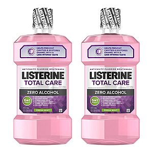 2-Pack 1L Listerine Total Care Zero Alcohol Anticavity Mouthwash (Fresh Mint) $8.60 w/ Subscribe & Save