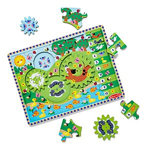 Select Accts: 24-Piece Melissa & Doug Wooden Animal Chase Jigsaw Spinning Gear Puzzle $5.95
