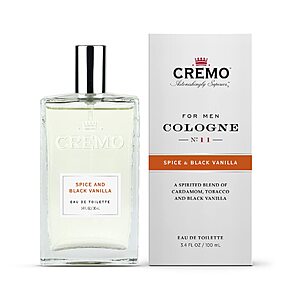 3.4-Ounce Cremo Men's Cologne Spray (Spice & Black Vanilla) $13.95 w/ S&S ~ Amazon
