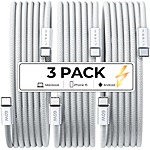 3-Pack LISEN 6.6' 60W USB-C to USB-C Charger Cables $5.30