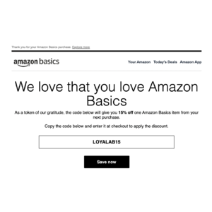 YMMV - 15% off at Amazon Basics Products