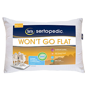 Sertapedic Won't Go Flat Pillow (King) $12, (Standard/Queen) $8 & More