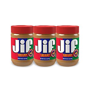 3-Pack 16-Oz Jif Creamy Peanut Butter $4.95 w/ Subscribe & Save