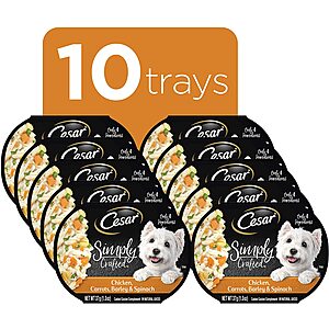 10-Pk Tubs Cesar Simply Crafted Meal Topper Wet Dog Food $9.05 + Free Ship w/Prime