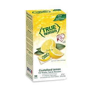 100-Count True Lime or Lemon Zero-Calorie Water Enhancer in Bulk Dispenser Pack $4.66 w/s&s