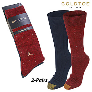 10-Pairs: Gold Toe Pheasant Dots Ribbed Crew Socks (L) $16 + Free Shipping