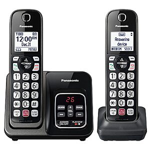 Panasonic 2-Handset Cordless Phone w/ Answering Machine, Call Block & Caller ID $39.50 + Free Shipping