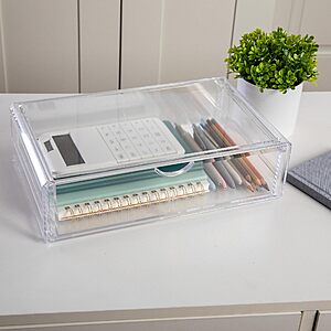 Martha Stewart Brody Desk Organizer with Drawer, Storage for Office, Bathroom, Countertop 12.75" x 7.75" (Clear) $12.30 + Free Shipping w/ Prime or on $35+