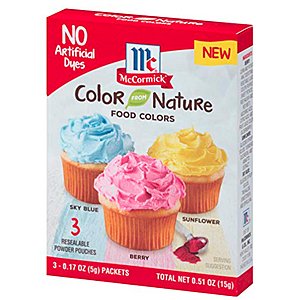 0.51oz McCormick Color From Nature Food Color (Berry, Sunflower, Sky Blue) $4.55 w/ S&S + Free S&H