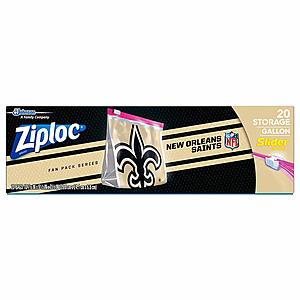 20-Ct Ziploc Brand NFL Gallon Size Slider Bags (various teams) from $3.50 + Free Shipping