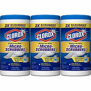 3-Pack (70-Count Ea.) Clorox Disinfecting Wipes with Micro-Scrubbers (Crisp Lemon) $7.14 5% or $6.19 15% AC w/s&s