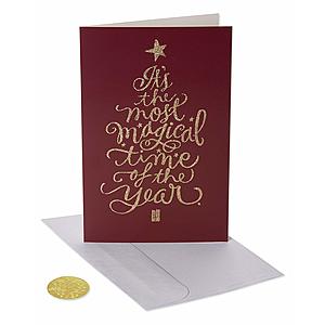 14-Ct. Box American Greetings Premium Lettering Tree Christmas Cards w/Gold Foil-Lined Env. $4.13 - Amazon