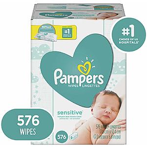 576-Count Pampers Sensitive Water Baby Diaper Wipes $11.01 5% AC w/s&s ($1 Digital Credit)