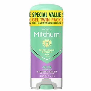 2-Count 3.4oz Mitchum Women Gel Antiperspirant Deodorant (Shower Fresh) $3.10 + Free Store Pickup