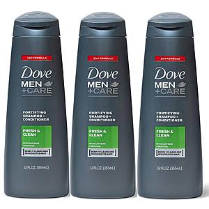12-Oz Dove Men+Care Fortifying 2 in 1 Shampoo (Fresh & Clean) 3 for $8.45 - Amazon