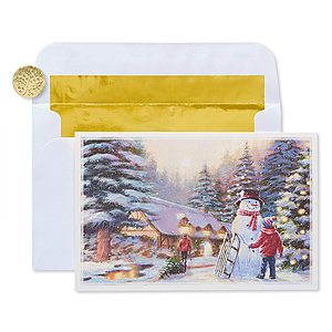 14-Ct. American Greetings Premium Gold Foil-Lined Kids and Snowman Christmas Boxed Cards $6.16 & More - Amazon