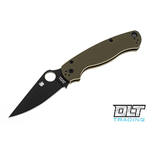Spyderco Paramilitary 2 Knife OD Green G10 handle Black DLC coated S90V super steel blade Made in USA - $139.99 + free s/h