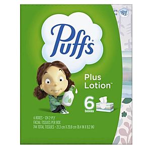 6-Pack 124-Count Puffs Plus Lotion Facial Tissue + $10 Target GC 3 for $26.70 + Free Store Pickup