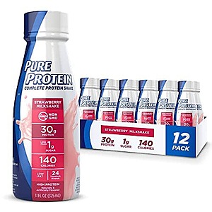 12-Pack 11oz. Pure Protein Strawberry Protein Shake $16.80 w/ Subscribe & Save