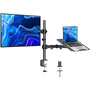 Huanuo Adjustable Single Monitor Desk Mount (13" to 27") w/ Laptop Tray - $24 (Amazon)