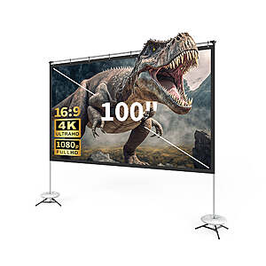 WEWATCH PS01 100" Projector Screen with Aluminum Stand, 160 Degree Viewing Angle, Support 4K, 1080P, 3D $33 w/ Free Shipping