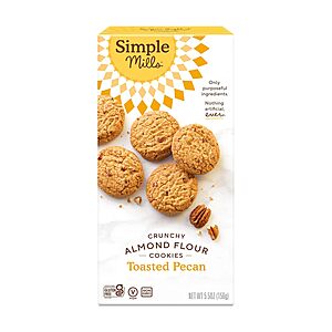 5.5-Oz Simple Mills Almond Flour Crunchy Cookies (Toasted Pecan) $2