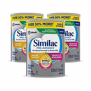 3-Pack 36oz Similac Pro-Advance Infant Formula with Iron $64.80 w/ S&S & More + Free S&H