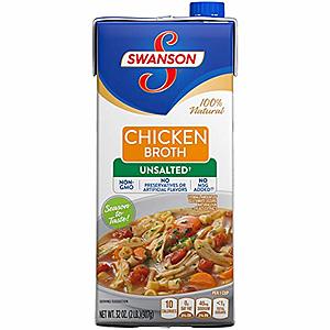 Select Prime Accounts: 12-Pack of 32-Oz Swanson Chicken Broth (Unsalted) $16 w/ S&S + Free S/H