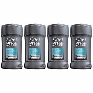4-Pack 2.7oz Dove Men+Care Antiperspirant Deodorant (Clean Comfort) $11.40 w/ S&S & More + Free S&H