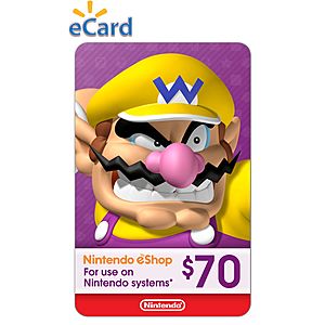 $70 Nintendo eShop credit for $49.54 at Walmart  [Digital Download]