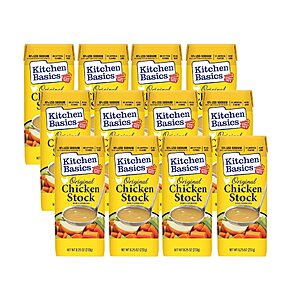 12-Count 8.25-Oz Kitchen Basics Original Stock (Chicken Beef, or Unsalted Vegetable) $11.34 ($0.95) Each) w/ S&S + Free Shipping w/ Prime or on $25+