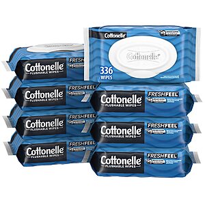 8-Pack 42-Count Cottonelle Freshfeel Flushable Adult Wet Wipes $11.85 w/ Subscribe & Save
