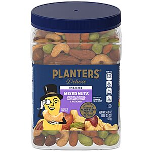 34.5-Oz Planters Unsalted Premium Nuts $12.08 w/S&S + Free Shipping w/ Prime or on $35+