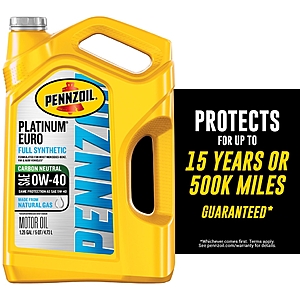 Pennzoil Platinum Euro Full Synthetic 0W-40 Motor Oil, 5 Quart - $26.44 at Walmart