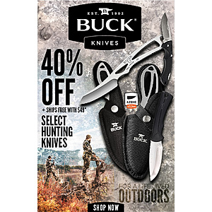 Select Buck Hunting Knives 40% off @ MidwayUSA, Free shipping on orders over $49