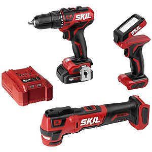 New Skil 12 volt brushless drill, oscillating tool, work light, 2.0 amp hour battery and charger, $69 at Amazon