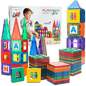 100-Piece Playmags 3D Magnetic Toy Blocks $29.65 w/ Prime shipping