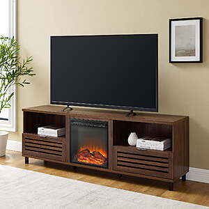 Manor Park Industrial Fireplace TV Stand for TVs up to 80", Dark Walnut $115.20 Free Shipping at Walmart