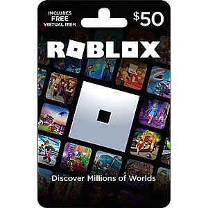 Roblox Physical Gift Card $50 for $26.87 [Includes Free Virtual Item]