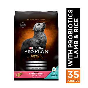 35-lb Purina Pro Plan Savor Shredded Blend Adult Dry Dog Food (Lamb & Rice) $23.35 & More w/ S&S + Free S&H