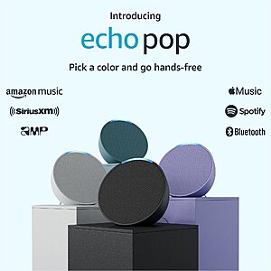 Amazon Echo Pop compact smart speaker w/ Alexa (4 colors) $14.99 (w/ promo code POPOFF25) + Free Shipping w/ Prime or on $35+ YMMV