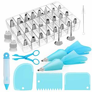 42-Piece Cake Decorating Supplies Sets with Icing Tips, Pastry Bags, Icing Smoother, Piping Nozzles Coupler, Flower Nails, Decorating Pen, Flower Lifter for Cake Decorations $8.90