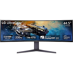 $599.99: LG 45GR65DC-B 45" Ultragear™ QHD 1ms 200Hz Curved Gaming Monitor with VESA DisplayHDR™ 600 (DisplayPort,HDMI), Black