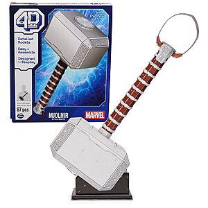 $5.90: 87-Piece 4D Build Marvel Mjolnir Thor's Hammer 3D Puzzle Model Kit w/ Stand