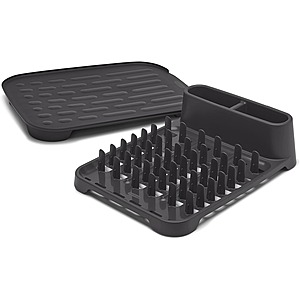 $7.85: Rubbermaid Dish Drying Rack with Drainboard, Raven Grey, 2-Piece Set