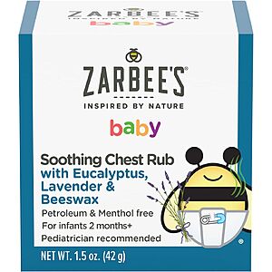 $4.08 w/ S&S: Zarbee's Baby Soothing Chest Rub with Eucalyptus & Lavender, 1.5 Ounce (2 for $6)