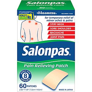 [S&S] $6.17: 60-Count Salonpas Muscle Soreness Pain Relieving Patch