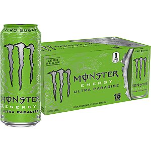 [S&S] $17.82: Monster Energy Ultra Paradise, Sugar Free Energy Drink, 16 Ounce (Pack of 15)