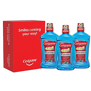 Colgate Total Mouthwash, Alcohol Free Mouthwash, Peppermint, 33.8 Ounce, (Pack of 3) [Subscribe & Save] $9.28